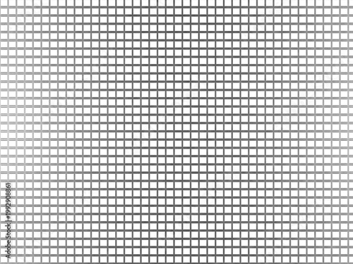 Silver metallic grid pattern with square holes and black background 3d render