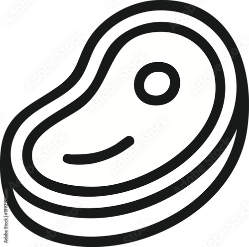 Minimal line icon of a steak-meat cut, food outline