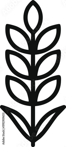 Minimal line icon of a wheat stalk, agricultural crop symbol.