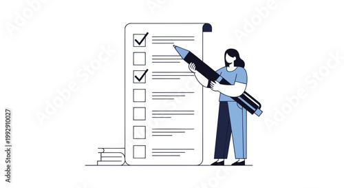 Businesswoman, checklist, clipboard, office task, to-do list, workflow vector