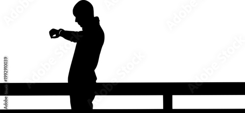 Person waiting bus stop silhouette.