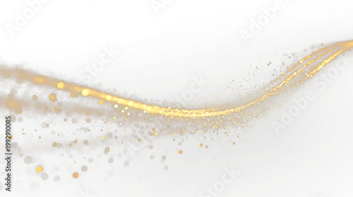 Golden sparkles swirl on a black and white background creating a vibrant contrast in a smooth flowing pattern