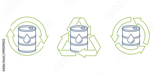 Fuel Blending and Sustainable Energy Icons Set in outline