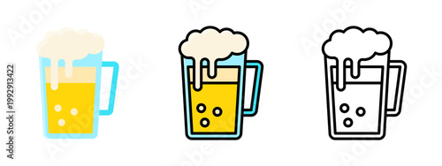 Beer mug with frothy beer drink alcoholic beverage glass