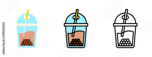 Bubble tea sweet milk drink with tapioca pearls