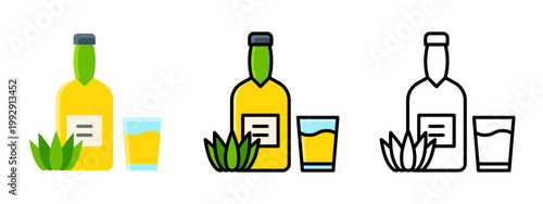 Herbal liquor alcoholic drink with natural ingredients bottle