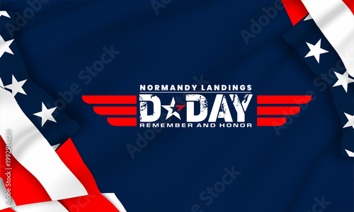 Obraz na plátně D-Day Normandy Landings Patriotic Memorial Typography Graphic