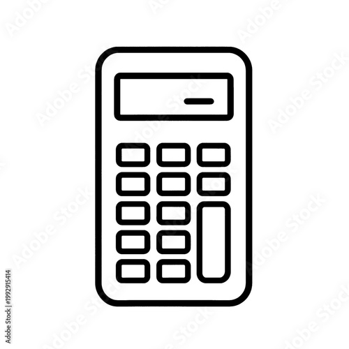 Calculator Flat Icon with Minimalist Outline Design