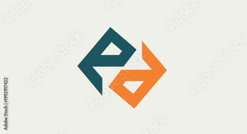 Free Download Abstract teal and orange geometric monogram logo design - GFXLoad