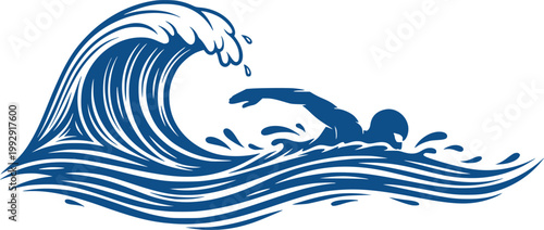 Vector illustration of swimming logo design. Transparent EPS version.