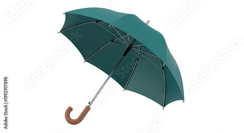 Teal Umbrella with Wooden Handle