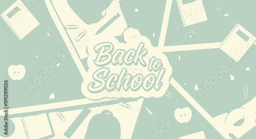 Back to School, Educational Background, Vector Illustration, Mint Green Template