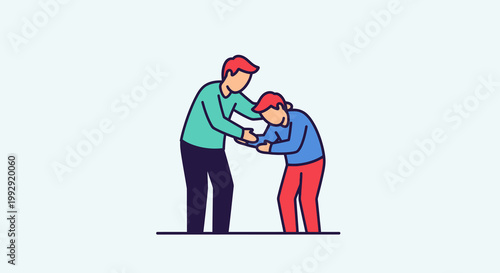 Two people embracing and holding hands, showing support and care between individuals