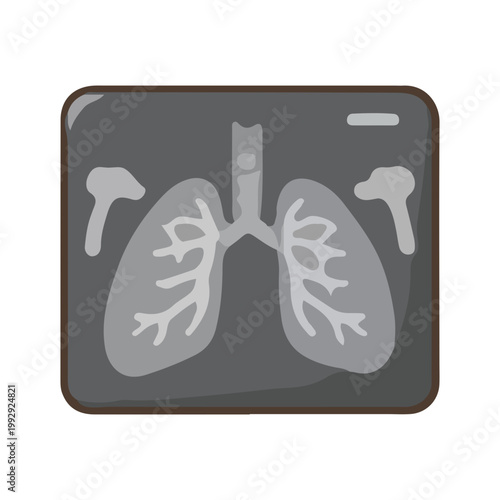 Flat Vector Illustration of Human Lungs X-Ray Scan