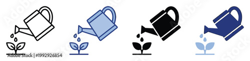 Watering can nurturing a developing plant, symbolizing growth and environmental care for gardening resources.