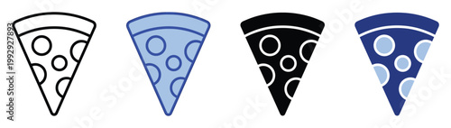 Versatile pizza slice icons for restaurant menus food apps and fast meal delivery service promotions