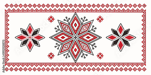 Traditional Slavic ethnic embroidery geometric pattern, vector