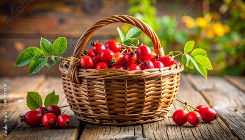 Fresh organic red currants and ripe strawberries in a wicker basket isolated on white make a delicious summer berry dessert