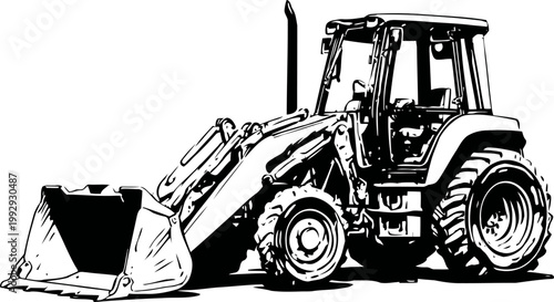 heavy construction tractor with front loader bucket industrial machinery for excavation and earthmoving tasks