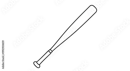 A simple black and white line drawing depicts a baseball bat angled diagonally across a white background