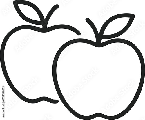 Minimal line icon of apples (two fruits), simple outline