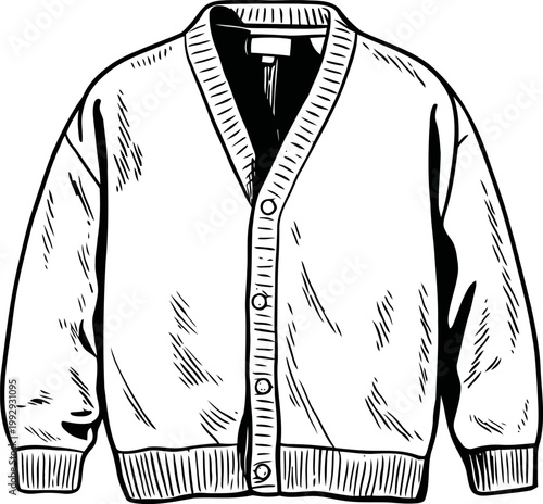 Men's knitted cardigan sweater with buttons, ribbed cuffs and hem, casual warm outerwear design