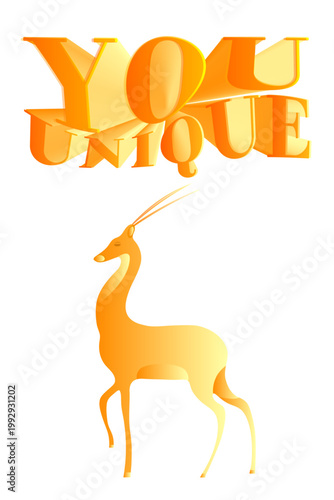 A graceful golden antelope image. A wonderful print for T-shirts.