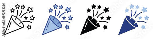 Festive party popper with stars icon for event promotions and joyful digital media applications