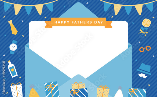 父の日の手紙・メッセージカード型の背景フレーム_ギフトバナーやプレゼント・父の日アイテム素材