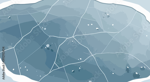 Abstract Watercolor Cracked Ice Texture Background in Shades of Blue and White