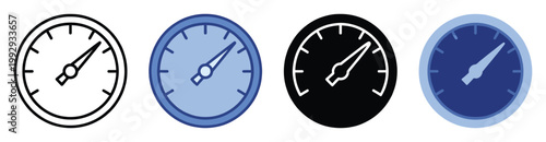 Modern speedometer and indicator gauge icons ideal for showcasing progress, speed, or status in digital products