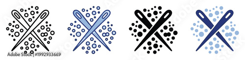 Crossed sewing needles with decorative bubbles in versatile styles for craft and tailoring use.
