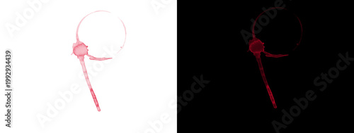 Bild auf Leinwand Teal Ink Ribbon Circle Ring Abstract Drip Effect on Black and White