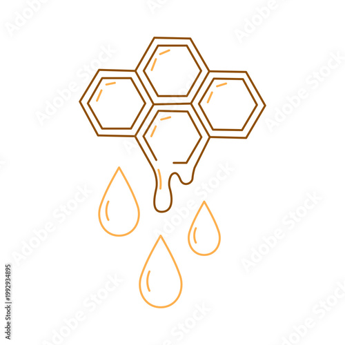 Honeycomb with Dripping Honey Line Art Illustration