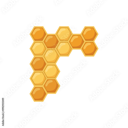 Hexagonal honey cells forming letter r symbol