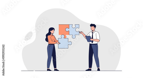 Teamwork puzzle pieces connection business people collaboration strategy solution