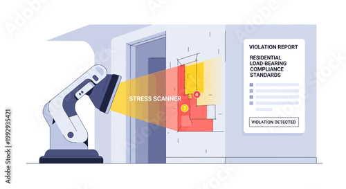 Automated stress scanner inspects structural integrity of building components for compliance