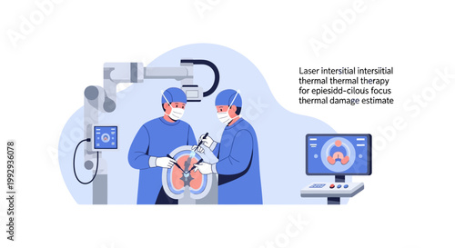 Neurosurgery team performing laser interstitial thermal therapy for brain tumor ablation