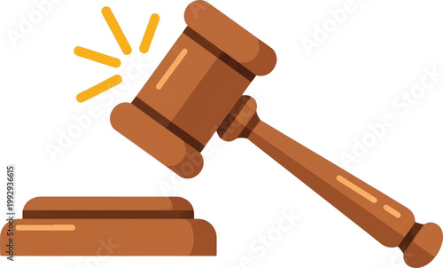 Justice gavel, law hammer, court symbol, judiciary icon, legal tool