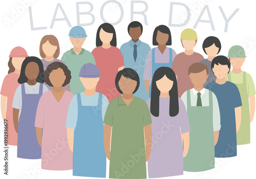 Colorful illustration of a diverse workforce from various industries, united to represent collective effort and societal contribution