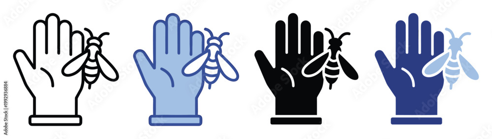 Fototapeta premium Hand and bee vector icon symbolizing insect sting allergy awareness health care medical safety graphics