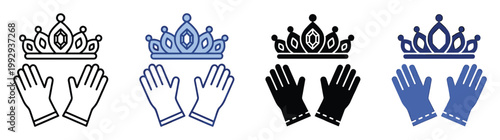 Elegant princess crown and formal gloves for royal costume events and fairy tale themed celebrations