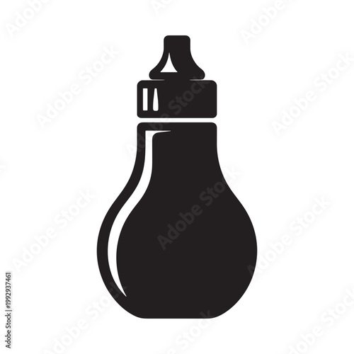 Simple black silhouette of a squeeze bottle with a pointed tip