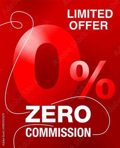 Zero commission and interest free portrait red web banner