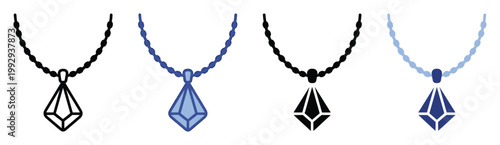 Elegant necklace with faceted diamond pendant for jewelry store branding, fashion accessories, or precious gemstone icons