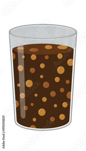 Glass of Chocolate Milk with Bubbles Vector Illustration, Isolated Transparent Background for Food Beverage Design and Packaging