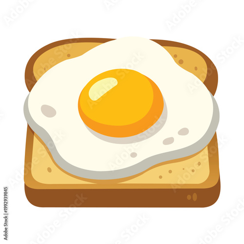cartoon bread toast with fried egg