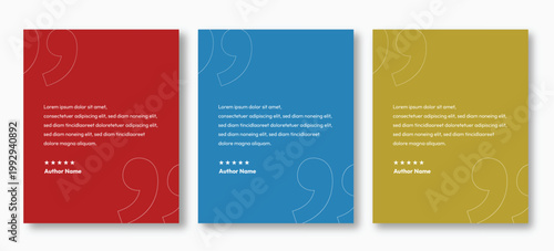 Creative testimonial social media post template vector. Quote banner design and star rating.