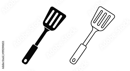 Two black spatula illustrations on a plain white background