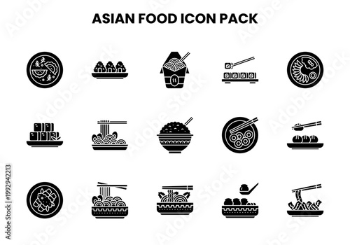 Asian Food Glyph Icons Pack